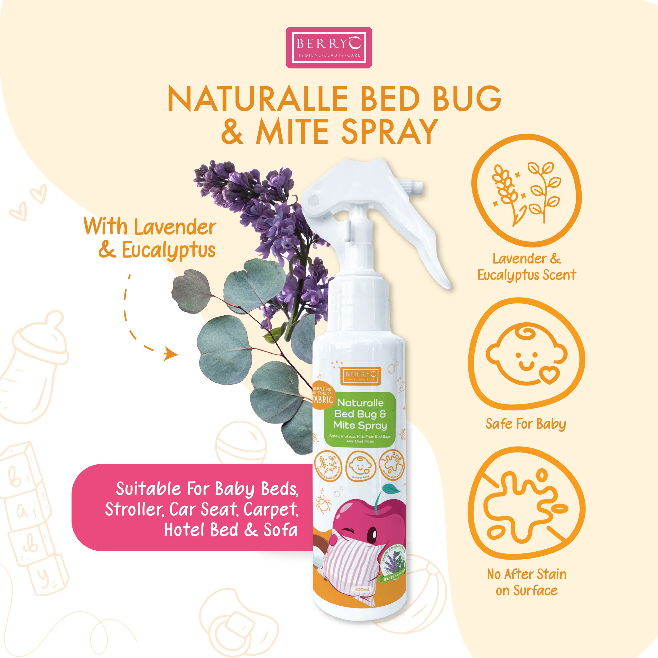 BerryC Naturalle Bed Bug & Mite Spray 100ml BerryC
